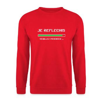 Je réflechis veuillez patienter fun humour cadeau - Sweat-shirt Unisexe - rouge - Devant - Alina (178cm) & Michal (187cm)
