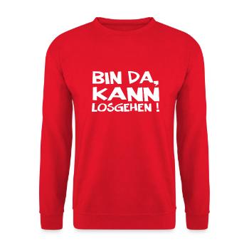 Bin Da Kann Losgehen - Unisex Pullover - Rot - Vorne - Alina (178cm) & Michal (187cm)