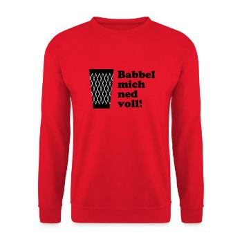 Geripptes Babbel mich ned voll! #FrankfurtShirts - Unisex Pullover - Rot - Vorne - Alina (178cm) & Michal (187cm)