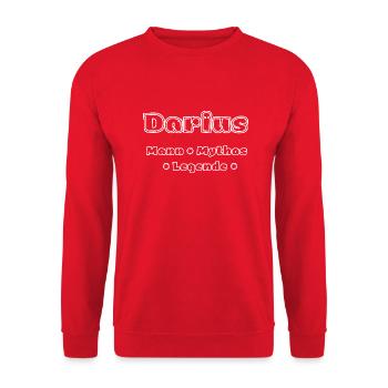 Darius - Mann, Mythos, Legende - Unisex Pullover - Rot - Vorne - Alina (178cm) & Michal (187cm)