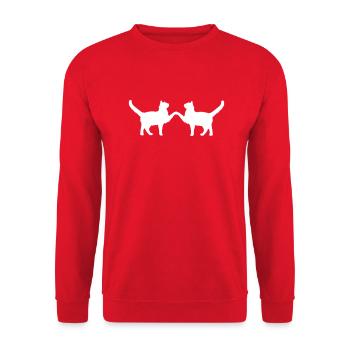 2 Cats Friends Team Two Paws Hands Welcome - Unisex Sweatshirt - red - Front - Alina (178cm) & Michal (187cm)