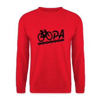 Opa Fahrrad Mountainbike Radeln bester Opa - Unisex Pullover - Rot - Vorne - Alina (178cm) & Michal (187cm)