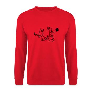 2 Dogs Big Noses Excited Wiggle - Unisex Sweatshirt - red - Front - Alina (178cm) & Michal (187cm)