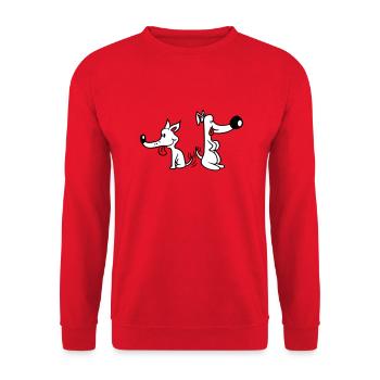 2 Dogs Big Noses Excited Wiggle - Unisex Sweatshirt - red - Front - Alina (178cm) & Michal (187cm)