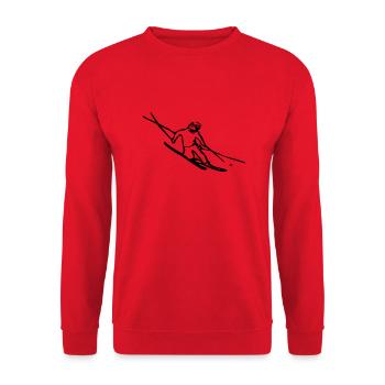 Telemark-Skifahrer - Unisex Pullover - Rot - Vorne - Alina (178cm) & Michal (187cm)