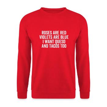 Roses Are Red Violets Are Blue I Want Queso - Unisex Sweatshirt - red - Front - Alina (178cm) & Michal (187cm)