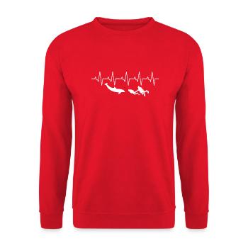 Tauchen Herzschlag Delphin Ekg - Unisex Pullover - Rot - Vorne - Alina (178cm) & Michal (187cm)
