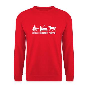 Manger dormir faire du cheval - Sweat-shirt Unisexe - rouge - Devant - Alina (178cm) & Michal (187cm)