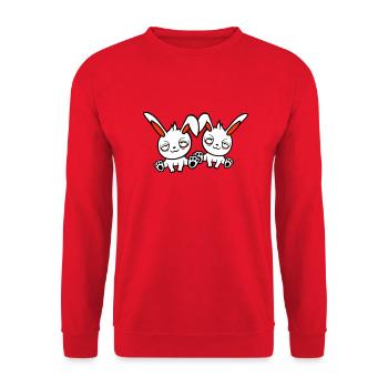 2 bunnies tired confused relaxed red dark circles - Unisex Sweatshirt - red - Front - Alina (178cm) & Michal (187cm)