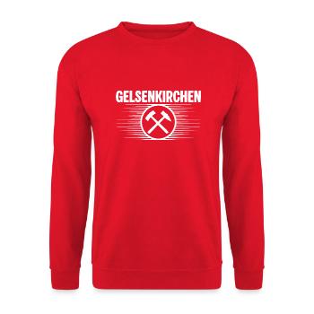 Gelsenkirchen Bergbau Glueck auf - Unisex Pullover - Rot - Vorne - Alina (178cm) & Michal (187cm)