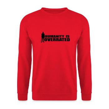 Dr. House Hummanity is overrated Hoodie white, - Unisex Pullover - Rot - Vorne - Alina (178cm) & Michal (187cm)
