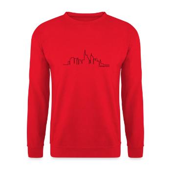 Frankfurt Skyline - Unisex Pullover - Rot - Vorne - Alina (178cm) & Michal (187cm)