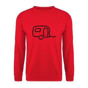 wohnwagen Umriss 2 - Unisex Pullover - Rot - Vorne - Alina (178cm) & Michal (187cm)