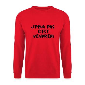 J'PEUX PAS C'EST VENDREDI - Sweat-shirt Unisexe - rouge - Devant - Alina (178cm) & Michal (187cm)