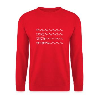 In love with surfing - Unisex Pullover - Rot - Vorne - Alina (178cm) & Michal (187cm)