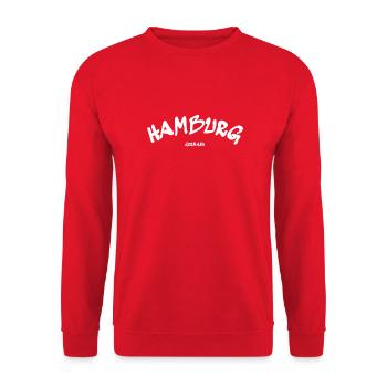 Hamburg - Hansestadt - Deutschland - Germany - Unisex Pullover - Rot - Vorne - Alina (178cm) & Michal (187cm)