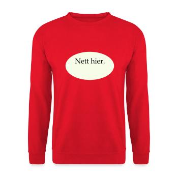Nett hier Blanko Vorlage - Unisex Pullover - Rot - Vorne - Alina (178cm) & Michal (187cm)