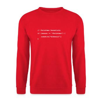 Weihnachts Essentials Glühwein-Liebe für Dezember - Unisex Pullover - Rot - Vorne - Alina (178cm) & Michal (187cm)