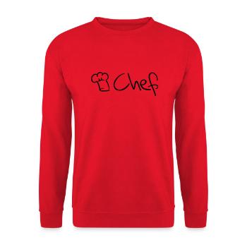 chef_koch___f1 - Unisex Pullover - Rot - Vorne - Alina (178cm) & Michal (187cm)