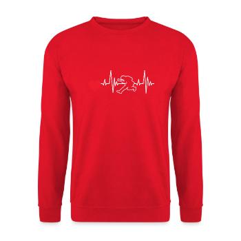 Gitarrist Musik Gitarristin Musiker Band Gitarre - Unisex Pullover - Rot - Vorne - Alina (178cm) & Michal (187cm)
