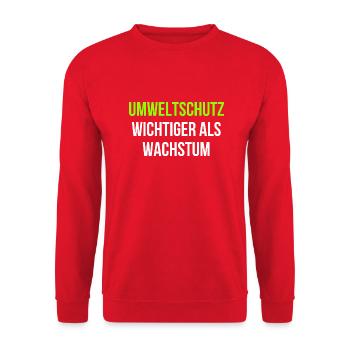 Umweltschutz wichtiger als Wachstum - Unisex Pullover - Rot - Vorne - Alina (178cm) & Michal (187cm)