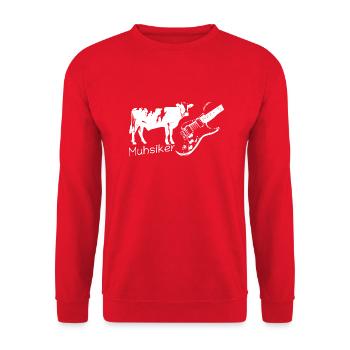 Muhsiker - Kug mit Gitarre - hell - Unisex Pullover - Rot - Vorne - Alina (178cm) & Michal (187cm)