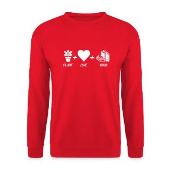 Plant Love Books - Unisex Pullover - Rot - Vorne - Alina (178cm) & Michal (187cm)