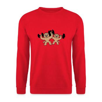 2 Dogs Bodybuilders Strong Muscles Gym Weightlifting - Unisex Sweatshirt - red - Front - Alina (178cm) & Michal (187cm)