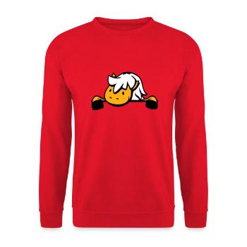 Pferd hinter Zaun versteckt Mauer Stalltür Pony - Unisex Pullover - Rot - Vorne - Alina (178cm) & Michal (187cm)