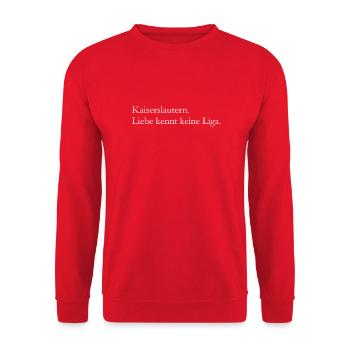 Betze Kaiserslautern Liebe kennt keine Liga - Unisex Pullover - Rot - Vorne - Alina (178cm) & Michal (187cm)