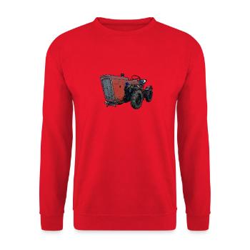TZ4k kleiner Traktor Knicklenker - Unisex Pullover - Rot - Vorne - Alina (178cm) & Michal (187cm)