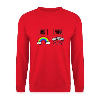 World full of rain clouds - be the rainbow - Unisex Sweatshirt - red - Front - Alina (178cm) & Michal (187cm)