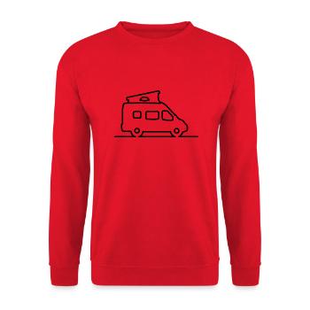 Panel van / van with pop-up roof - contour - Unisex Sweatshirt - red - Front - Alina (178cm) & Michal (187cm)