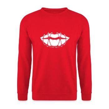 Freedom of speech - Lipps in barbed wire - Unisex Sweatshirt - red - Front - Alina (178cm) & Michal (187cm)