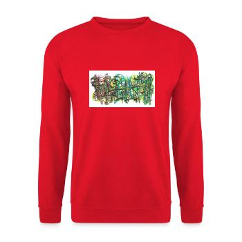 240723 01 - Unisex Pullover - Rot - Vorne - Alina (178cm) & Michal (187cm)