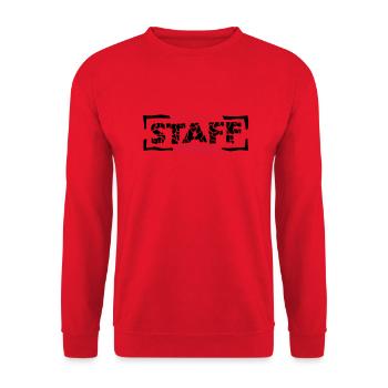 Staff Member Friends Team Staff Crew Logo - Unisex Sweatshirt - red - Front - Alina (178cm) & Michal (187cm)