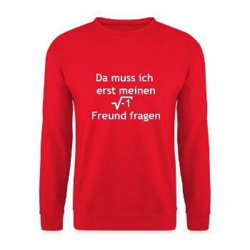 Nerd T-shirt imaginärer Freund - Unisex Pullover - Rot - Vorne - Alina (178cm) & Michal (187cm)