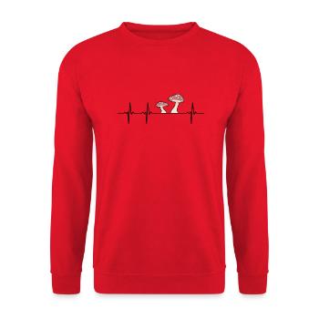 Mushroom Fly agaric Heartbeat Mushrooms Gift - Unisex Sweatshirt - red - Front - Alina (178cm) & Michal (187cm)