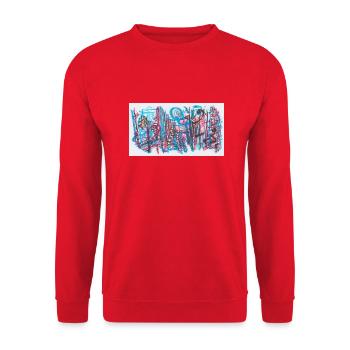 240702 0 - Unisex Pullover - Rot - Vorne - Alina (178cm) & Michal (187cm)