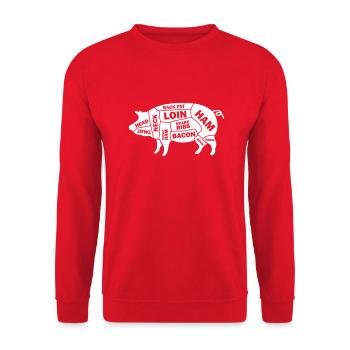 Pig Schwein - Unisex Pullover - Rot - Vorne - Alina (178cm) & Michal (187cm)