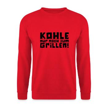 Kohle nur noch zum Grillen - Logo - Unisex Pullover - Rot - Vorne - Alina (178cm) & Michal (187cm)