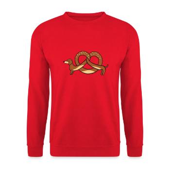 Brezeldackel hell - Unisex Pullover - Rot - Vorne - Alina (178cm) & Michal (187cm)