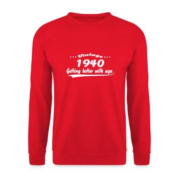 Vintage 1940 Getting Better With Age - Unisex Sweatshirt - red - Front - Alina (178cm) & Michal (187cm)