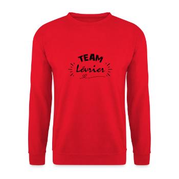 Team Lévrier, idée cadeau pour ami des chiens - Sweat-shirt Unisexe - rouge - Devant - Alina (178cm) & Michal (187cm)