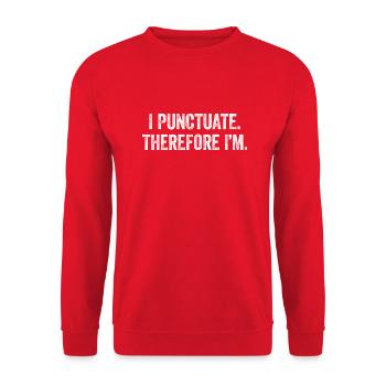 Grammar nerds love punctuation marks - Unisex Sweatshirt - red - Front - Alina (178cm) & Michal (187cm)