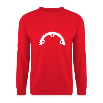 Kettenblatt frei weiss.png - Unisex Pullover - Rot - Vorne - Alina (178cm) & Michal (187cm)