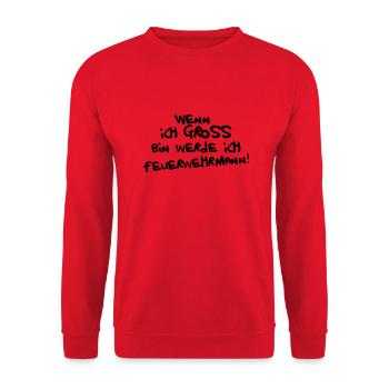 Ich werde Feuerwehrmann - Unisex Pullover - Rot - Vorne - Alina (178cm) & Michal (187cm)