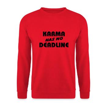 Karma has no Deadline - Unisex Pullover - Rot - Vorne - Alina (178cm) & Michal (187cm)