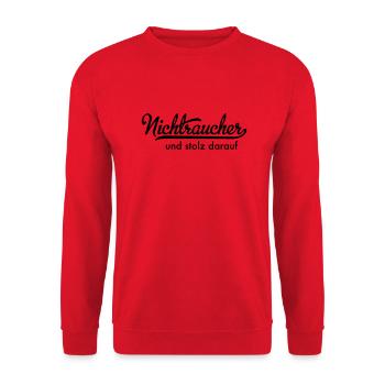 Nichtraucher - Unisex Pullover - Rot - Vorne - Alina (178cm) & Michal (187cm)