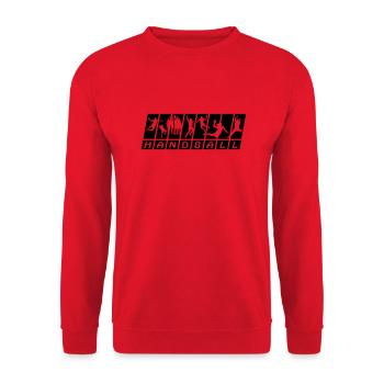 Handball Timeline - Unisex Pullover - Rot - Vorne - Alina (178cm) & Michal (187cm)